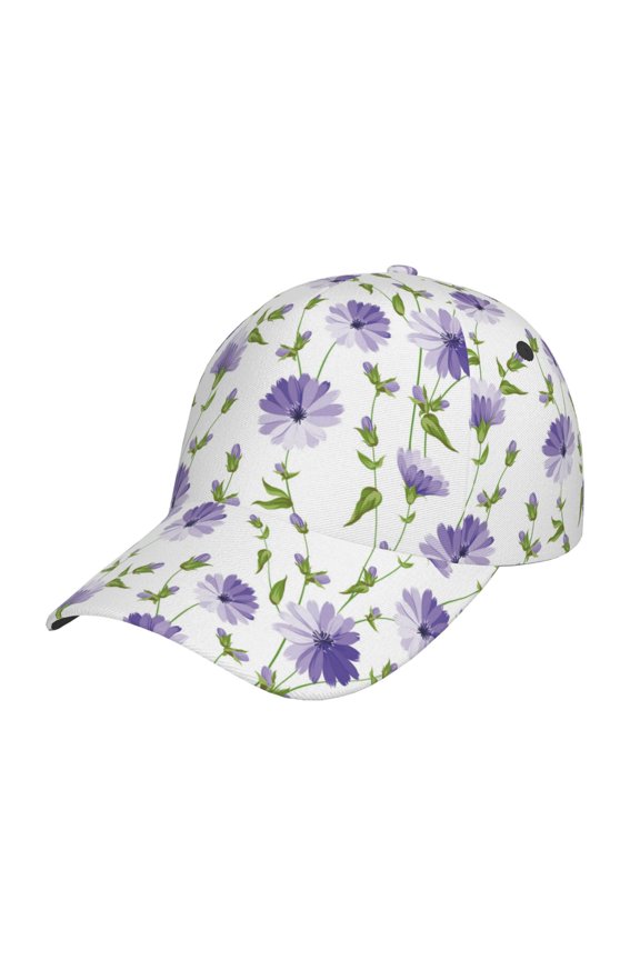 Purple Chicory Prin Baseball Cap, Adjustable Sweat-wicking Daily,Travel, Sports Cap, Unisex