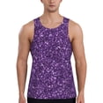 thumbnail image 1 of Gukieu Purple Glitter Print Men's Quick Dry Fitness Vest, Round Neck Sleeveless Fitness Bodybuilding Top-Small, 1 of 7