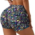 thumbnail image 1 of Gukieu Purple-Gold Triangles Print Women's Sports Shorts, Elastic Waist High Stretch Running Yoga Gym Sweatpants-XX-Large, 1 of 8