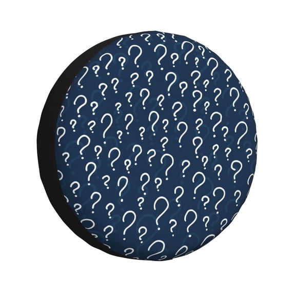 Gukieu Question Marks Print Car Tire Cover, Adjustable Waterproof and Dustproof Tire Protection Cover, Suitable for SUV, Truck, Van-14 inch