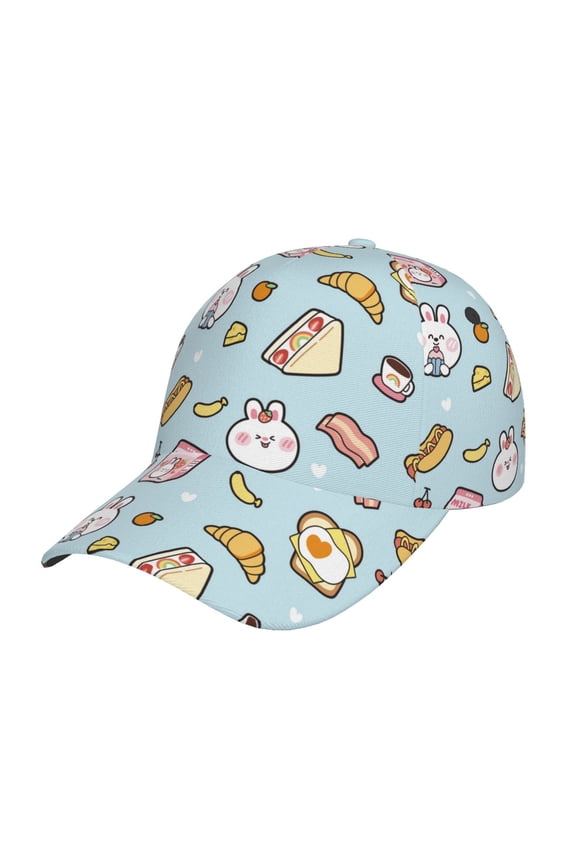 Rabbit Burger Coffee Prin Baseball Cap, Adjustable Sweat-wicking Daily,Travel, Sports Cap, Unisex