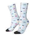 thumbnail image 1 of Gukieu Rabbit In The Rain Print Contrast Color Mid-calf Socks, Sweat-wicking Athletic Socks, Unisex Clothing Accessories, 1 of 6