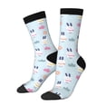 thumbnail image 1 of Gukieu Rabbit In The Rain Print Contrast Color Mid-calf Socks, Sweat-wicking Athletic Socks, Unisex Clothing Accessories, 1 of 6