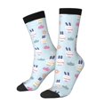 thumbnail image 1 of Gukieu Rabbit In The Rain Print Contrast Color Mid-calf Socks, Sweat-wicking Athletic Socks, Unisex Clothing Accessories, 1 of 6