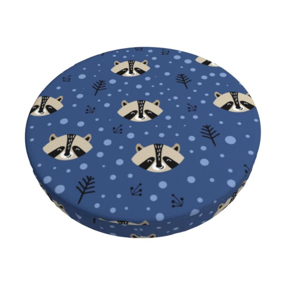 Gukieu Raccoon blue point Print Round Chair Cover, Dust-proof and Non-slip Bar Chair Protective Cover, Suitable for Bars, Restaurants, Offices-12 inch