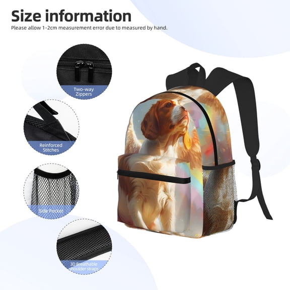 Gukieu Rainbow English Cocker Spaniel Print Backpack, Waterproof Backpack with Adjustable Shoulder Straps, Suitable for Campus, Business, Travel, Unisex