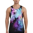 thumbnail image 1 of Gukieu Rainbow Spotted White Horse Print Men's Quick Dry Fitness Vest, Round Neck Sleeveless Fitness Bodybuilding Top-3X-Large, 1 of 1