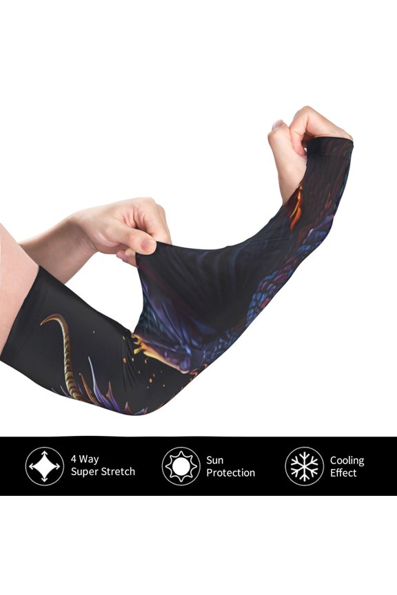 Rainbow Wings Majestic Dragon for Adult Ice Silk Sun Protection Arm Sleeves, Moisture Wicking, UV Protection Outdoor Sports Arm Sleeves, Unisex