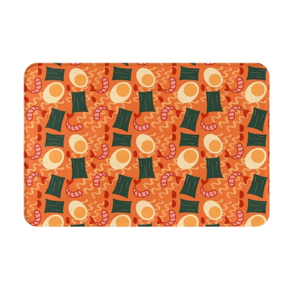 Gukieu Ramen Noodle Soup Print Dust-proof Floor Mats, Water-absorbent and Non-slip Flannel Door Mats 16x24in, Home Decoration Suitable for Kitchen, Bathroom, Garage