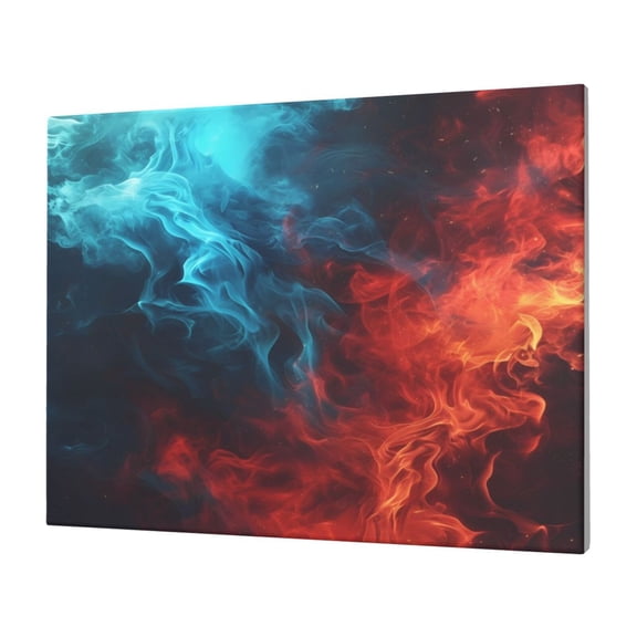 Gukieu Red And Blue Fire Print Horizontal Canvas Decorative Painting 12x16 Inch Shrinkage Resistant Frame Hanging Home Wall Art Decor