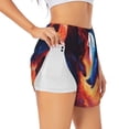 thumbnail image 1 of Gukieu Red And Blue Fire Wolf Print Women's Sports Shorts with Drawstring Elastic Waistband for Running, Yoga, Fitness-Medium, 1 of 7