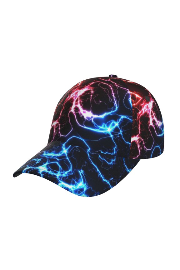 Red And Blue Lightning Prin Baseball Cap, Adjustable Sweat-wicking Daily,Travel, Sports Cap, Unisex