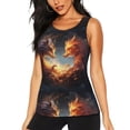 thumbnail image 1 of Gukieu Red And Gray Flame Fox Print Women's Quick-drying Fitness Vest, Round Neck Sleeveless Fitness T-shirt, Suitable for Yoga, Sports-Small, 1 of 7