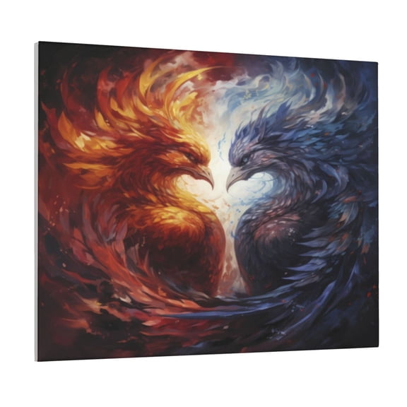 Gukieu Red And White Fire Bird Print Canvas Decorative Hanging Painting, Waterproof Art Wall Decoration with Frame, Suitable for Living Room, Bedroom