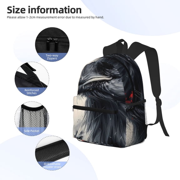 Gukieu Red Black Ink Style Bald Eagle Print Backpack, Waterproof Backpack with Adjustable Shoulder Straps, Suitable for Campus, Business, Travel, Unisex