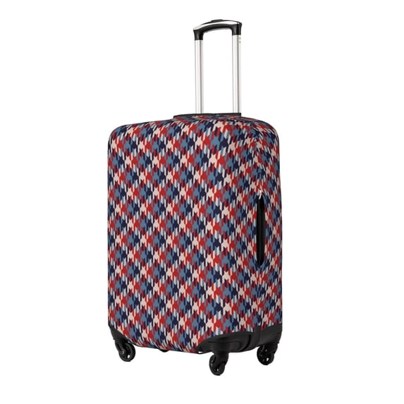 Gukieu Red Blue Checked Print Suitcase Protective Cover, Elastic Zipper Buckle Suitcase Protective Cover, Suitable for Travel, Business Trip-Medium