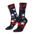 thumbnail image 1 of Gukieu Red Blue White Stars Print Contrast Color Mid-calf Socks, Sweat-wicking Athletic Socks, Unisex Clothing Accessories, 1 of 6