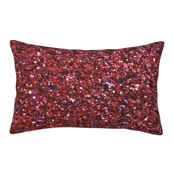 Gukieu Red Glitter Print Plush Pillow Cover, Hidden Zipper Pillow Protector without Pillow Core, Suitable for Bedroom, Office, Car Decoration-14"x20"