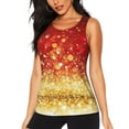 thumbnail image 1 of Gukieu Red Gold Glitter Print Women's Quick-drying Fitness Vest, Round Neck Sleeveless Fitness T-shirt, Suitable for Yoga, Sports-Large, 1 of 7