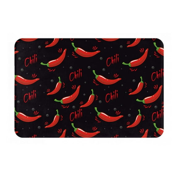 Gukieu Red Hot Chili Print Dust-proof Floor Mats, Water-absorbent and Non-slip Flannel Door Mats 16x24in, Home Decoration Suitable for Kitchen, Bathroom, Garage