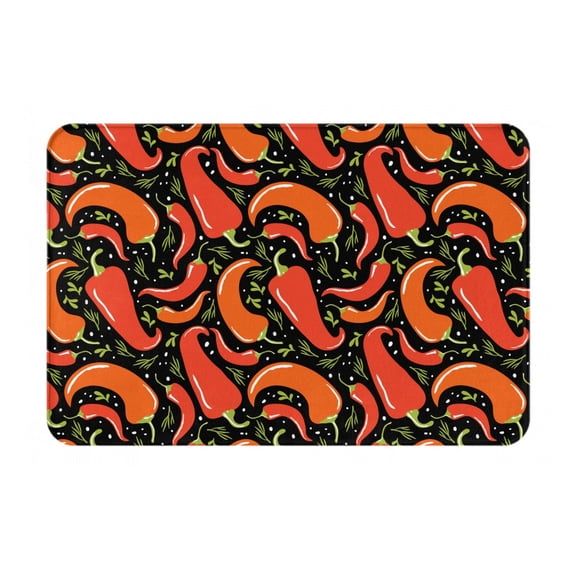 Gukieu Red Hot Chili Print Dust-proof Floor Mats, Water-absorbent and Non-slip Flannel Door Mats 16x24in, Home Decoration Suitable for Kitchen, Bathroom, Garage