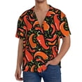 thumbnail image 1 of Gukieu Red Hot Chili Print Men's Short-sleeved Shirts, Button-down Pocket Shirts, T-shirts, Beach Vacation Travel Summer Clothing-Large, 1 of 5