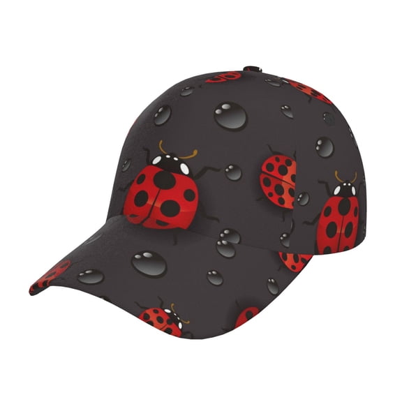 Gukieu Red Ladybugs Prin Baseball Cap, Adjustable Sweat-wicking Daily,Travel, Sports Cap, Unisex