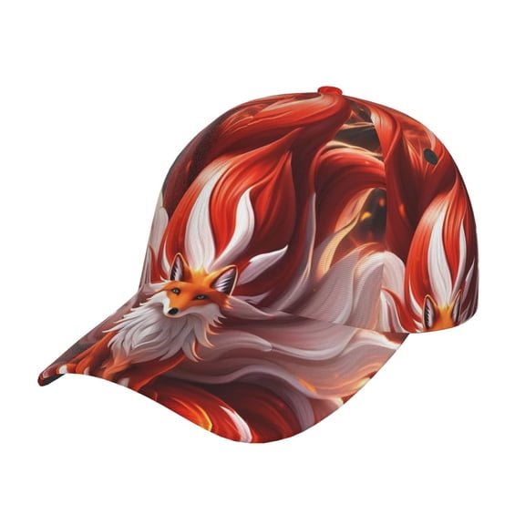 Gukieu Red Leaf Flame Fox Prin Baseball Cap, Adjustable Sweat-wicking Daily,Travel, Sports Cap, Unisex