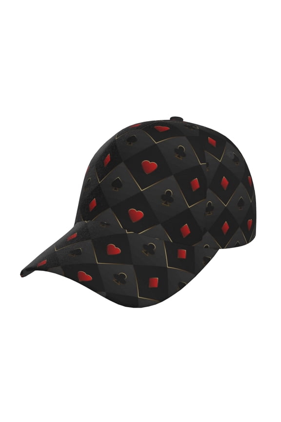 Red Poker Prin Baseball Cap, Adjustable Sweat-wicking Daily,Travel, Sports Cap, Unisex