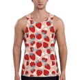 thumbnail image 1 of Gukieu Red Strawberry Print Men's Quick Dry Fitness Vest, Round Neck Sleeveless Fitness Bodybuilding Top-4X-Large, 1 of 7