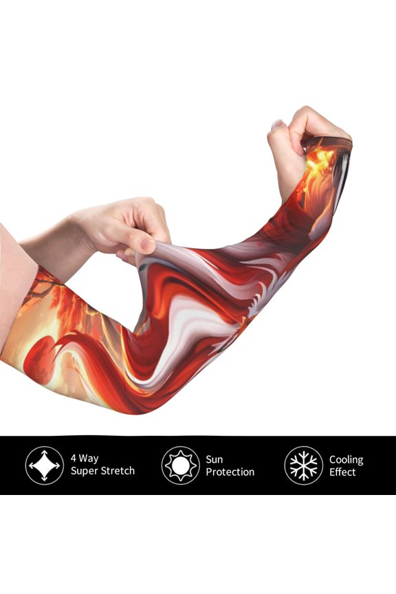 Red Sun Flame Fox for Adult Ice Silk Sun Protection Arm Sleeves, Moisture Wicking, UV Protection Outdoor Sports Arm Sleeves, Unisex