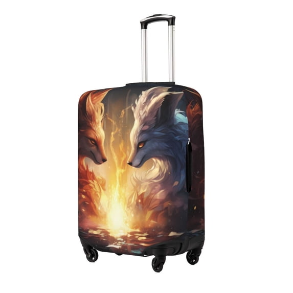 Gukieu Red And White Flame Fox Print Suitcase Protective Cover, Elastic Zipper Buckle Suitcase Protective Cover, Suitable for Travel, Business Trip-Small