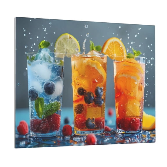Gukieu Refreshing Fruit Infused Drinks Print Canvas Decorative Hanging Painting, Waterproof Art Wall Decoration with Frame, Suitable for Living Room, Bedroom