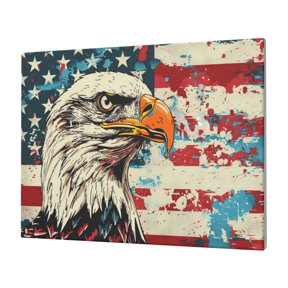 Gukieu Retro American Eagle Print Horizontal Canvas Decorative Painting 12x16 Inch Shrinkage Resistant Frame Hanging Home Wall Art Decor