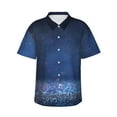 thumbnail image 1 of Gukieu Retro Blue Glitter Print Men's Short-sleeved Shirts, Button-down Lapel Hawaiian Shirts, T-shirts, Beach Vacation Summer Casual Wear,Small, 1 of 7