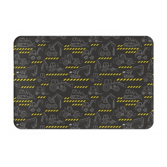 Gukieu Retro Excavator Print Dust-proof Floor Mats, Water-absorbent and Non-slip Flannel Door Mats 16x24in, Home Decoration Suitable for Kitchen, Bathroom, Garage