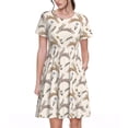 thumbnail image 1 of Gukieu Retro Rabbit Print Women's Short Sleeve Dress, Elastic Waistband A-line with Pockets Summer Dress, Suitable for Daily Leisure, Work, Vacation, 1 of 6