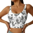 thumbnail image 1 of Gukieu Retro Rooster Print Women's Sports Vest, Low-neck U-shaped Removable Pad Sports Bra for Yoga, Exercise, Dance-Medium, 1 of 8