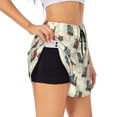 thumbnail image 1 of Gukieu Retro Steampunk Vehicle Print Women's Sports Shorts with Drawstring Elastic Waistband for Running, Yoga, Fitness-Large, 1 of 7