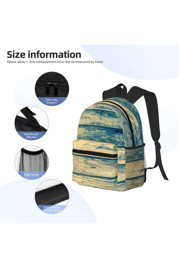 Retro Wooden Print Backpack, Waterproof Backpack with Adjustable Shoulder Straps, Suitable for Campus, Business, Travel, Unisex