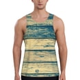 thumbnail image 1 of Gukieu Retro Wooden Print Men's Quick Dry Fitness Vest, Round Neck Sleeveless Fitness Bodybuilding Top-Medium, 1 of 7