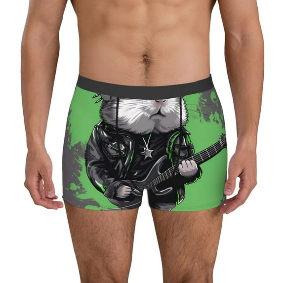 Gukieu Rock Guitar Guinea Pig Print Men's Boxer Briefs, High Elastic Moisture Wicking Boxer Briefs Underwear-Small
