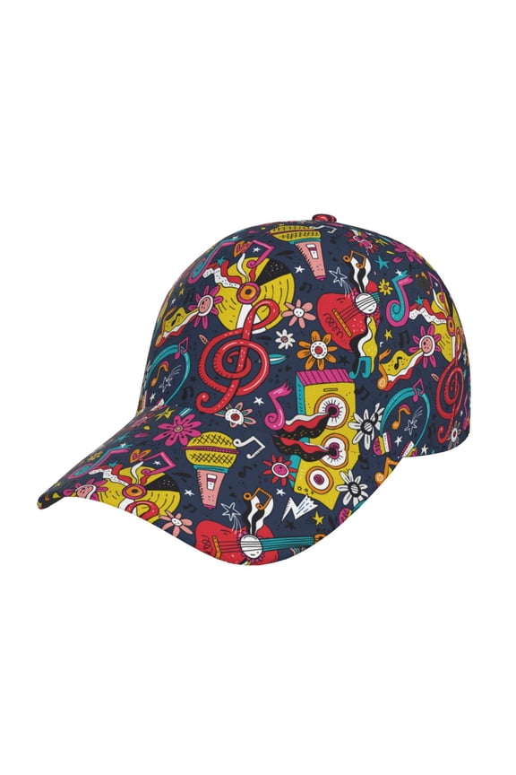 Rock Music Prin Baseball Cap, Adjustable Sweat-wicking Daily,Travel, Sports Cap, Unisex