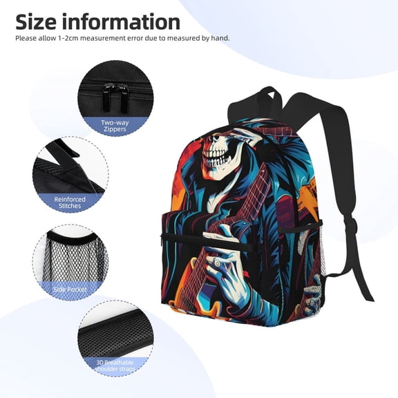 Gukieu Rock Skull Singer Print Backpack, Waterproof Backpack with Adjustable Shoulder Straps, Suitable for Campus, Business, Travel, Unisex