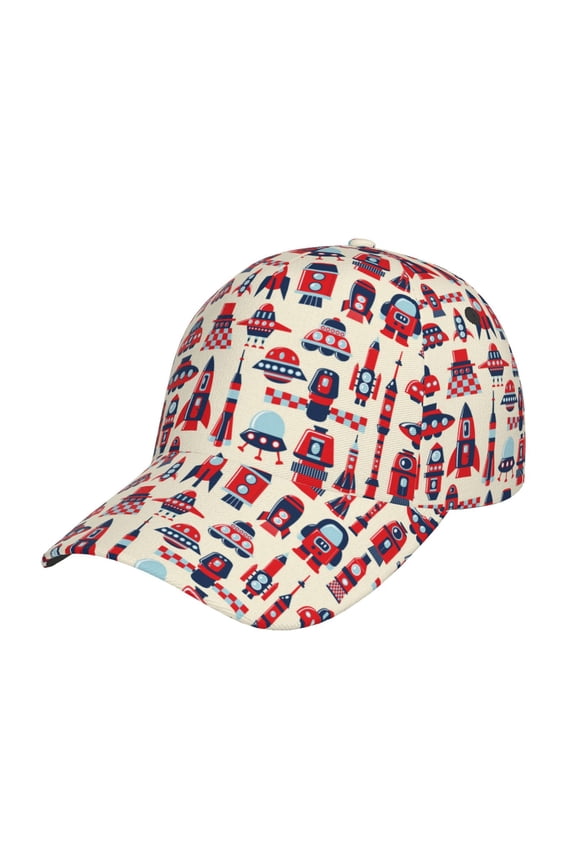 Rocket Pattern Prin Baseball Cap, Adjustable Sweat-wicking Daily,Travel, Sports Cap, Unisex