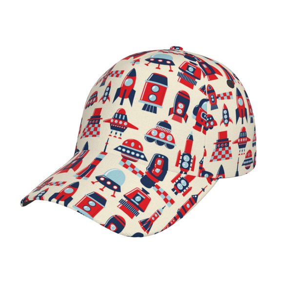 Gukieu Rocket Pattern Prin Baseball Cap, Adjustable Sweat-wicking Daily,Travel, Sports Cap, Unisex
