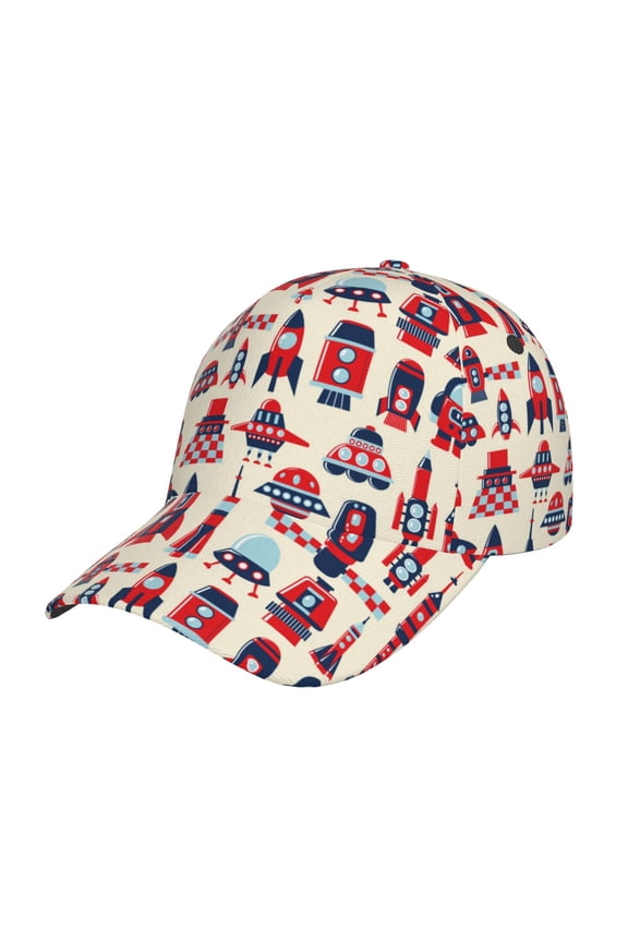 Rocket Pattern Prin Baseball Cap, Adjustable Sweat-wicking Daily,Travel, Sports Cap, Unisex