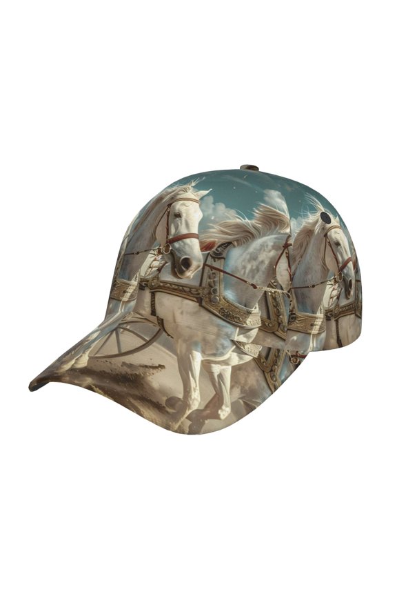 Roman Chariot Horse Race Prin Baseball Cap, Adjustable Sweat-wicking Daily,Travel, Sports Cap, Unisex