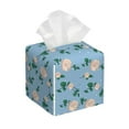 thumbnail image 1 of Gukieu Rose Flowers Print Leather Tissue Box, PVC Waterproof Velcro Opening and Closing Square Tissue Box Holder, Suitable for Home and Office Decoration, 1 of 7