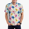 thumbnail image 1 of Gukieu Rose Flowers Print Men's Quick-drying POLO Shirt, Button-down Summer T-shirt, Suitable for Work and Outdoor Activities-XX-Large, 1 of 6